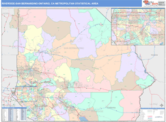 Riverside-San Bernardino-Ontario Metro Area Digital Map Color Cast Style